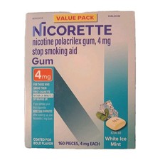 Nicorette 4 mg Coated White Ice Mint Gum - 160 Count Exp 04/2028