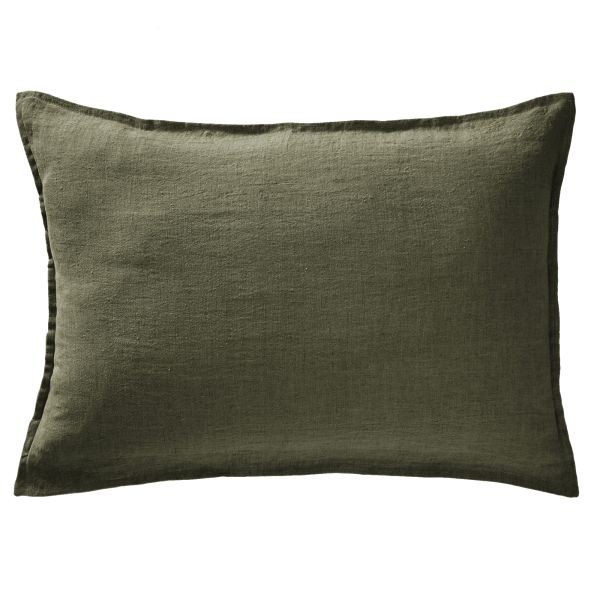 Taie d'oreiller 50x70 cm en lin français couleur thym pour chambre nature
