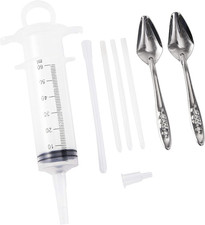 60ML Baby Bird Parrot Feeding Tubes, Liquid Medicine Feeder Push-Tube Pet Cat Do
