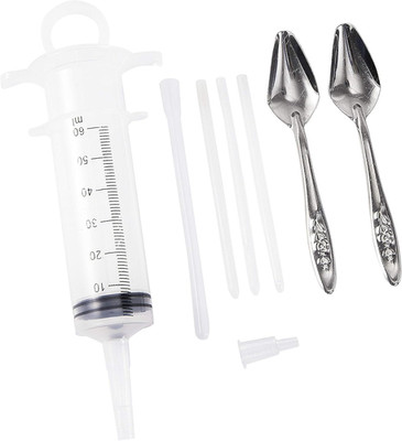 60ML Baby Bird Parrot Feeding Tubes, Liquid Medicine Feeder Push-Tube Pet Cat Do