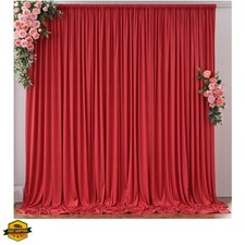 10ft x 8ft Wrinkle Free Red Backdrop Curtains for Parties, Polyester Photo Ba...