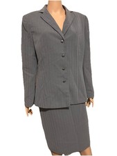 Le Suit Women's 2PC Skirt Suit Set Gray Stripped Career Size 14
