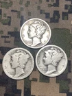 1919 P,D,S Mercury Dime Lot. (YOU GRADE) VG-G Condition? Semi Date 90% Silver