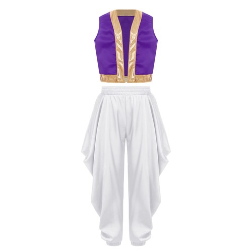 Kids Boys Arabian Prince Fancy Dress Cosplay Party Costume Vest with Harem Pants - Picture 12 of 38