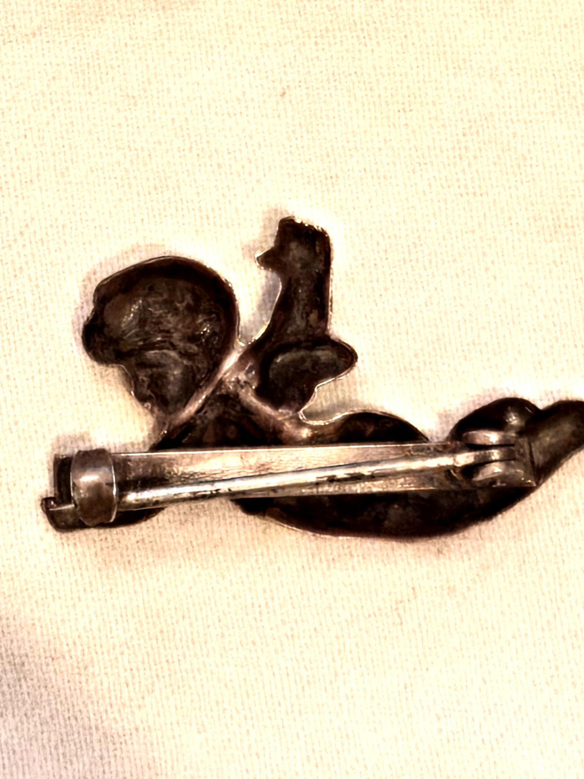 Antique Solid Silver Winged Cherub Flying Pin - image 2