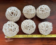 6 Pieces 3 In Wicker Rattan Decorative Balls Vase Filler EUC