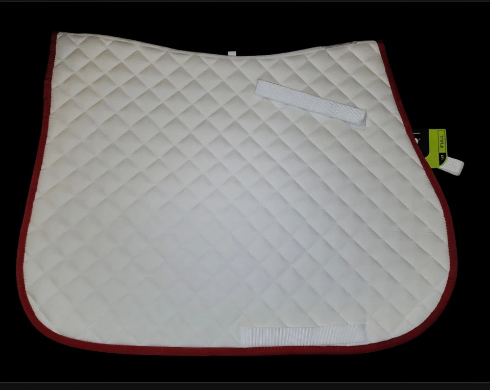 Almohadilla de sillín Roma AP tamaño completo blanca con adornos rojos Foto 2 de 4