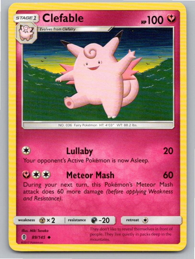 2017 POKEMON CLEFABLE GUARDIANS RISING 89/145 UNCOMMON NM A49346 FREE S&H