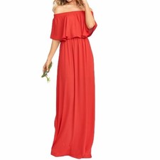 Show Me Your Mumu SMYM Hacienda maxi dress off shoulder hibiscus red NEW XS