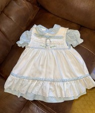 Polly Flinders 2 Piece Smocked Dress Girls Size 2-3T Eyelet Trim
