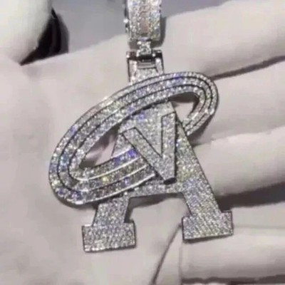 3.20Ct Moissanite Customized Letter Cluster Men's Pendant 14k White Gold Plated