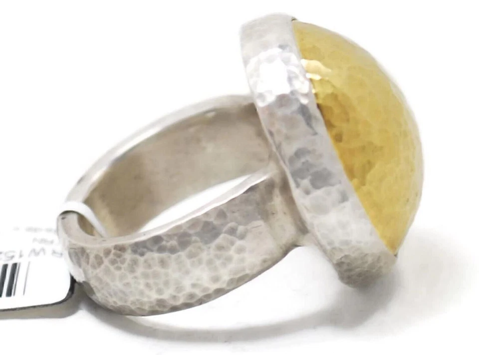 Gurhan Amulet Sterling & 24k Gold overlay Hammered Dome Ring - Size 6 - Image 2 of 4