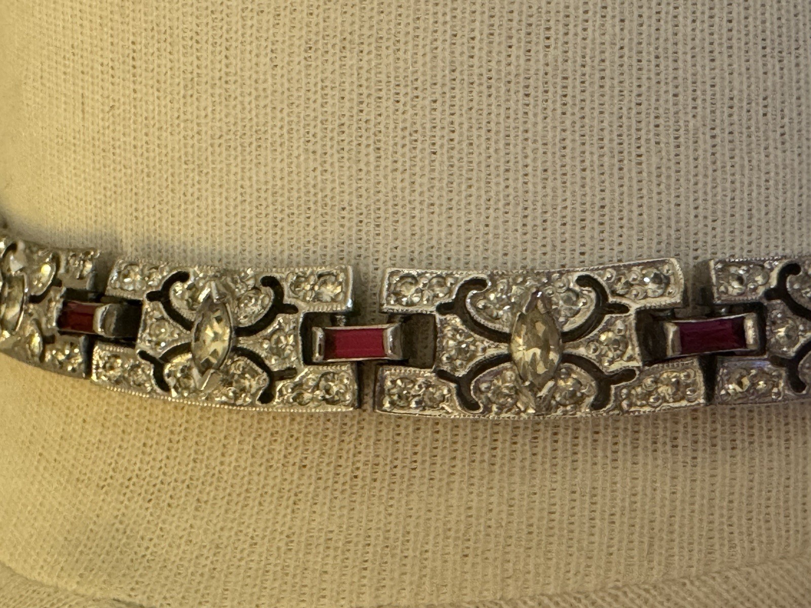 Signed Panetta SilverTone Rhinestone/Ruby Red Rho… - image 10