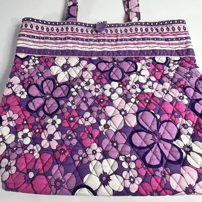 Genuine Vera Bradley Petal Power Purple Pink Collectible Retired Tote Bag -Read