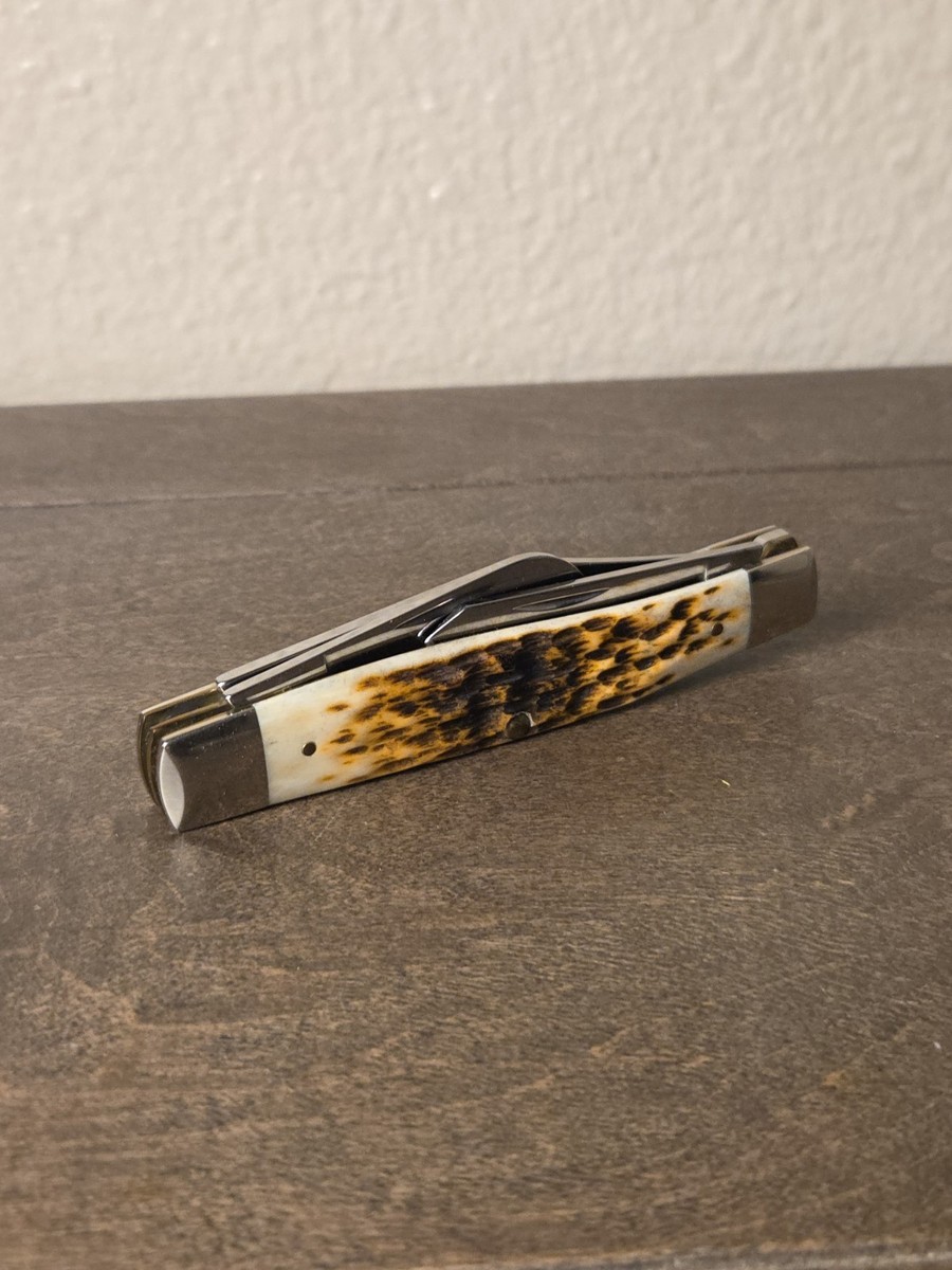 Case XX 6375 CV Large Stockman Peach Seed Jig, Amber Bone Pocket