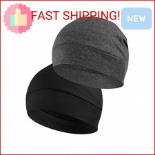 Headshion Cotton Skull Caps for Men Women,2-Pack Lightweight Beanie Sleep Hats B
