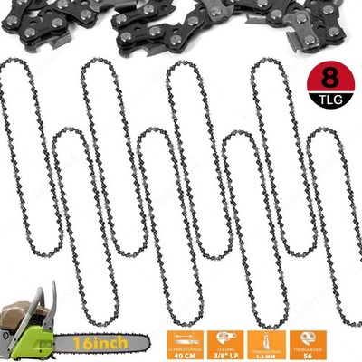 8x Sägekette 16'' 40cm 56TG 3/8'' 1,3 mm für Kettensäge Stihl Dolmar Einhell Bosch