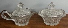 Vintage Glass Creamer And Sugar Bowl Set 