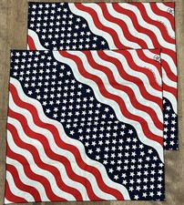 Vintage Red, White, Blue 50% Cotton 50% Poly Scarf Bandana Made in USA Lot of 2