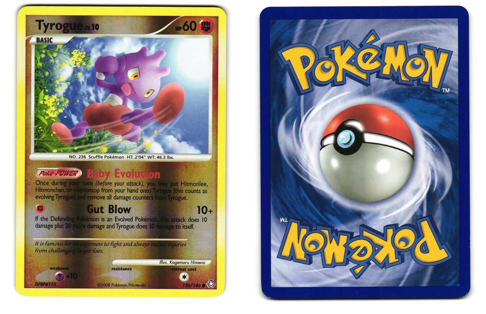 TYROGUE 126/146 COMMON LEGENDS AWAKENED REVERSE HOLO NM 2008 POKEMON