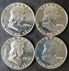 Lot of Four Proof 50c Franklin Silver Half Dollars