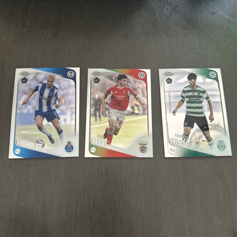 Liga Portugal Topps Chrome 2025 Card Lot(3) Froholdt, Rego, And Feliccimo