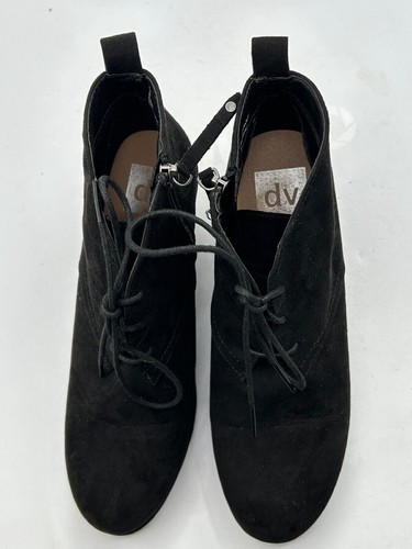 Nine West Joanis Women's Sz 9 Triple Black Suede Laces Desert Wedge Ankle Bootie - Picture 4 of 7