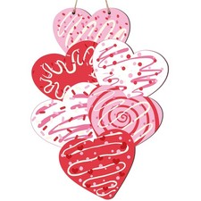 Valentines Day Heart Candy Door Decor, Pink Red Love Wooden Hanging Sign, Hap...