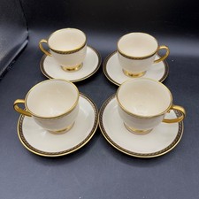 Lenox Tyler Presidential Collection Cup & Saucer Set of 4 Gold Black Trim 8”