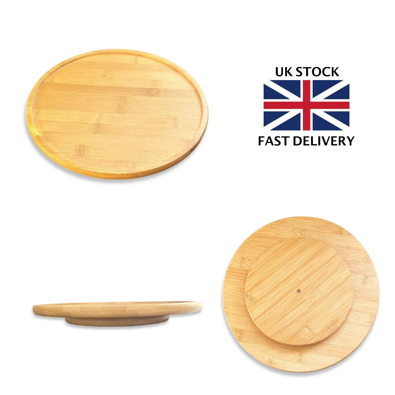 Wooden Turntable Tray 30cm Large Lazy Susan Rotating Serving Platter Cake Stand