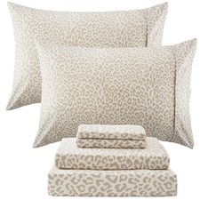 Drozeeo King Leopard Print Sheets Cheetah Pattern King Size Sheet Set Elastic