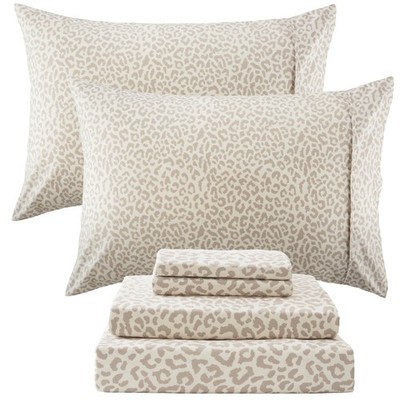 Drozeeo King Leopard Print Sheets Cheetah Pattern King Size Sheet Set Elastic