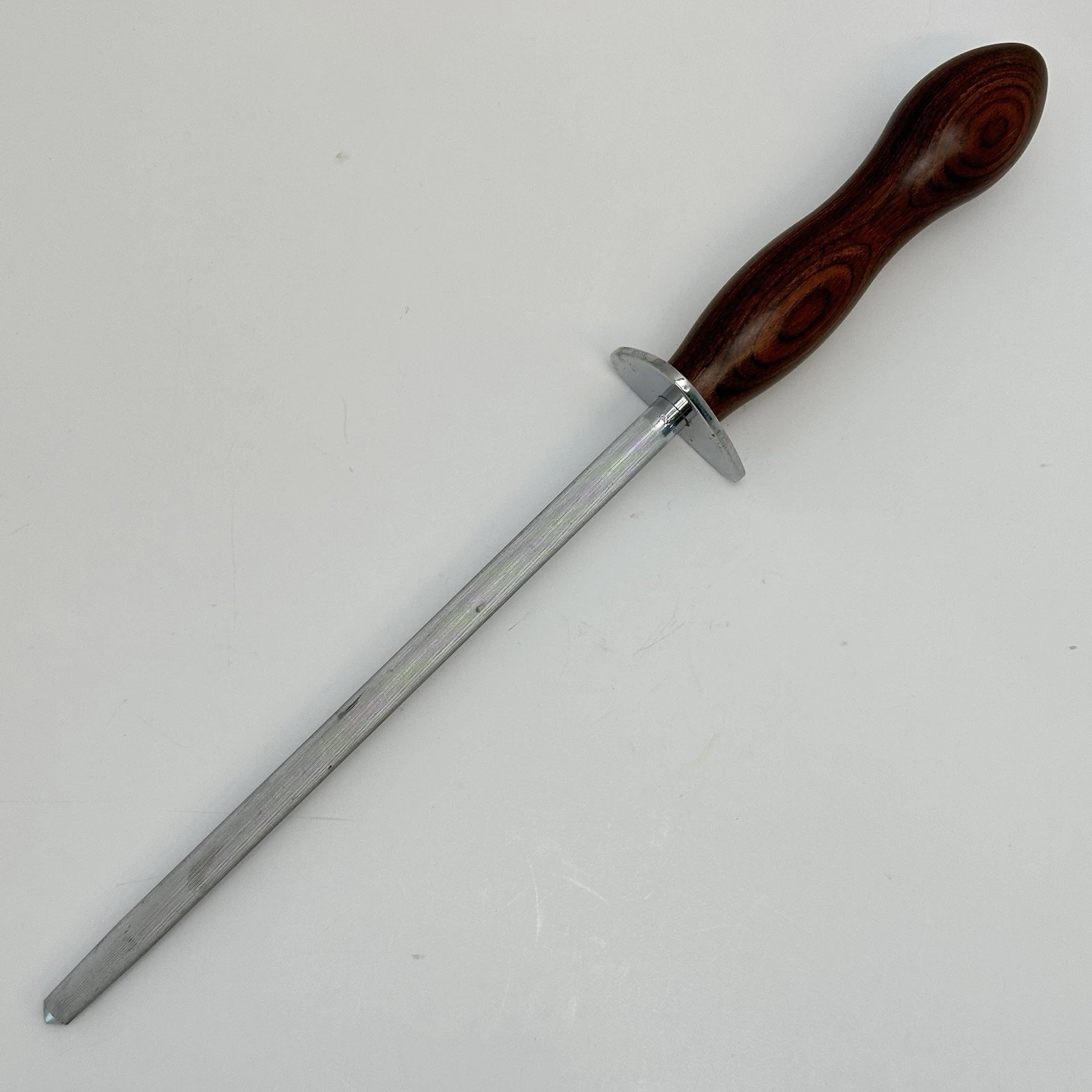 Vintage English Knife Sharpening Steel 10" Honing Rod Hardwood Handle - England