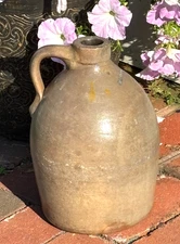 1800s BANGOR MAINE Antique Salt Glaze 1 Gallon Cobalt Stamped Stoneware Jug