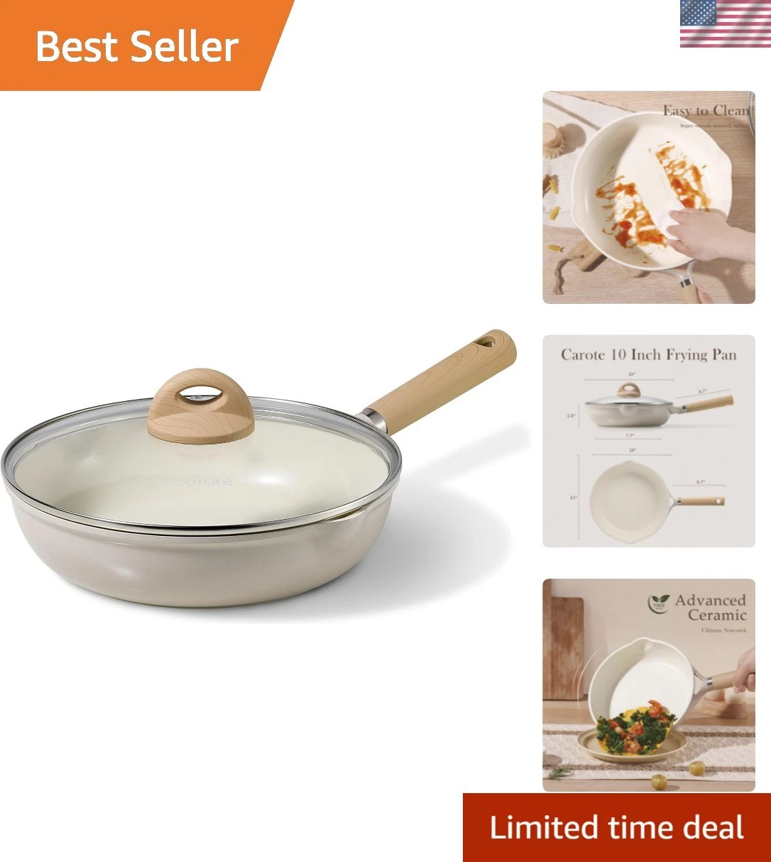 10" Ceramic Frying Pan with Lid, Non Stick Frying Pan Skillet Chef's Pan, Hea...
Opens in a new wind