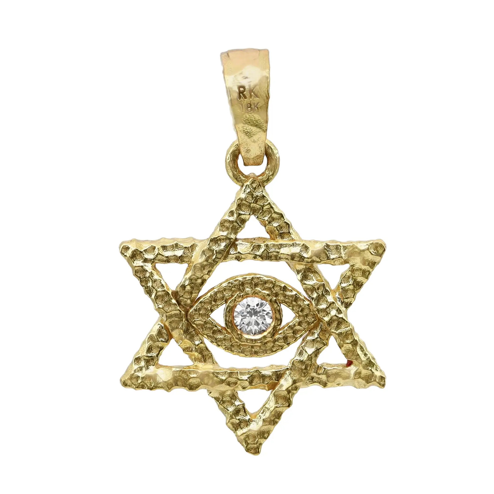 Rachel Koen Diamond Star of David Pendant Round Cut 18k Yellow Gold 0.05Cttw
