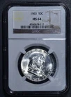 1963 50C FRANKLIN SILVER HALF DOLLAR KM# 199 NGC MS 64 A6390