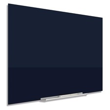 Magnetic Whiteboard, Glass White Board, 50W x 28H, Black Dry Erase Surface, F...