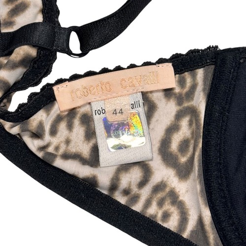Vintage Roberto Cavalli BH Gr. 36B Leopardenmuster Satin Bügel Sexy Dessous Y2K - Bild 5 von 9