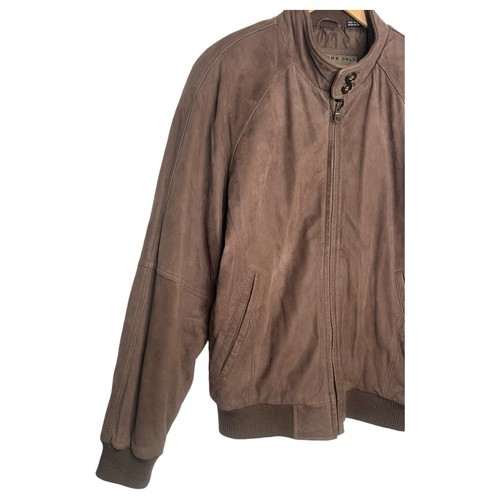 VTG Members Only Bomber Jacket Men's M Genuine Leather Suede Zip Up Lined Brown - Picture 5 of 10