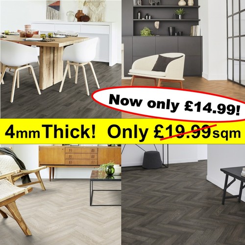 Tarkett 4MM THICK! Herringbone Parquet Wood Cushion Vinyl Floor / Lino Goliath eBay