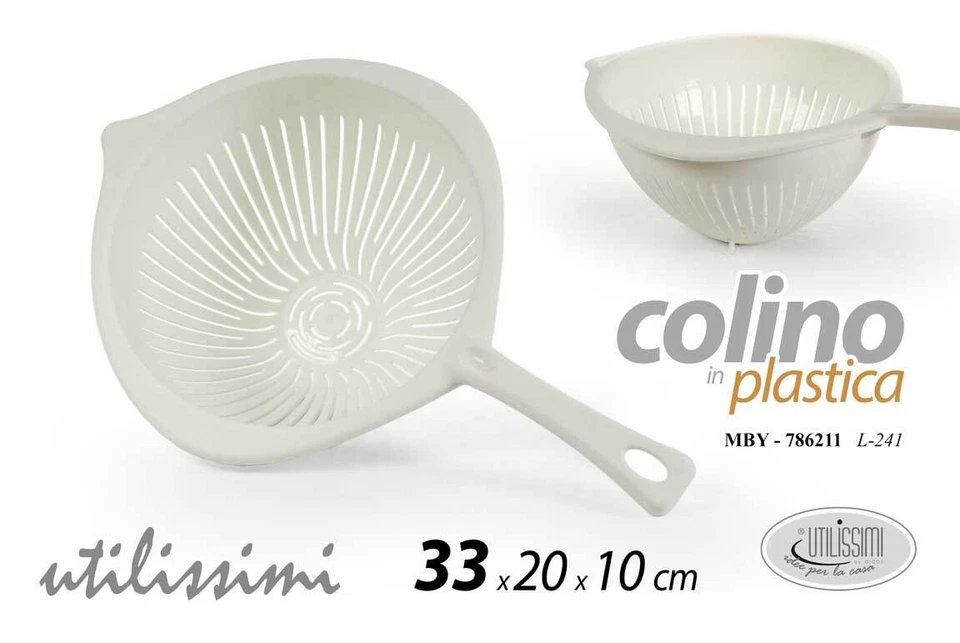COLINO SCOLAPASTA Setaccio COLAPASTA PLASTICA BIANCO TONDO MULTIUSO 33*20*10CM - Immagine 2 di 2