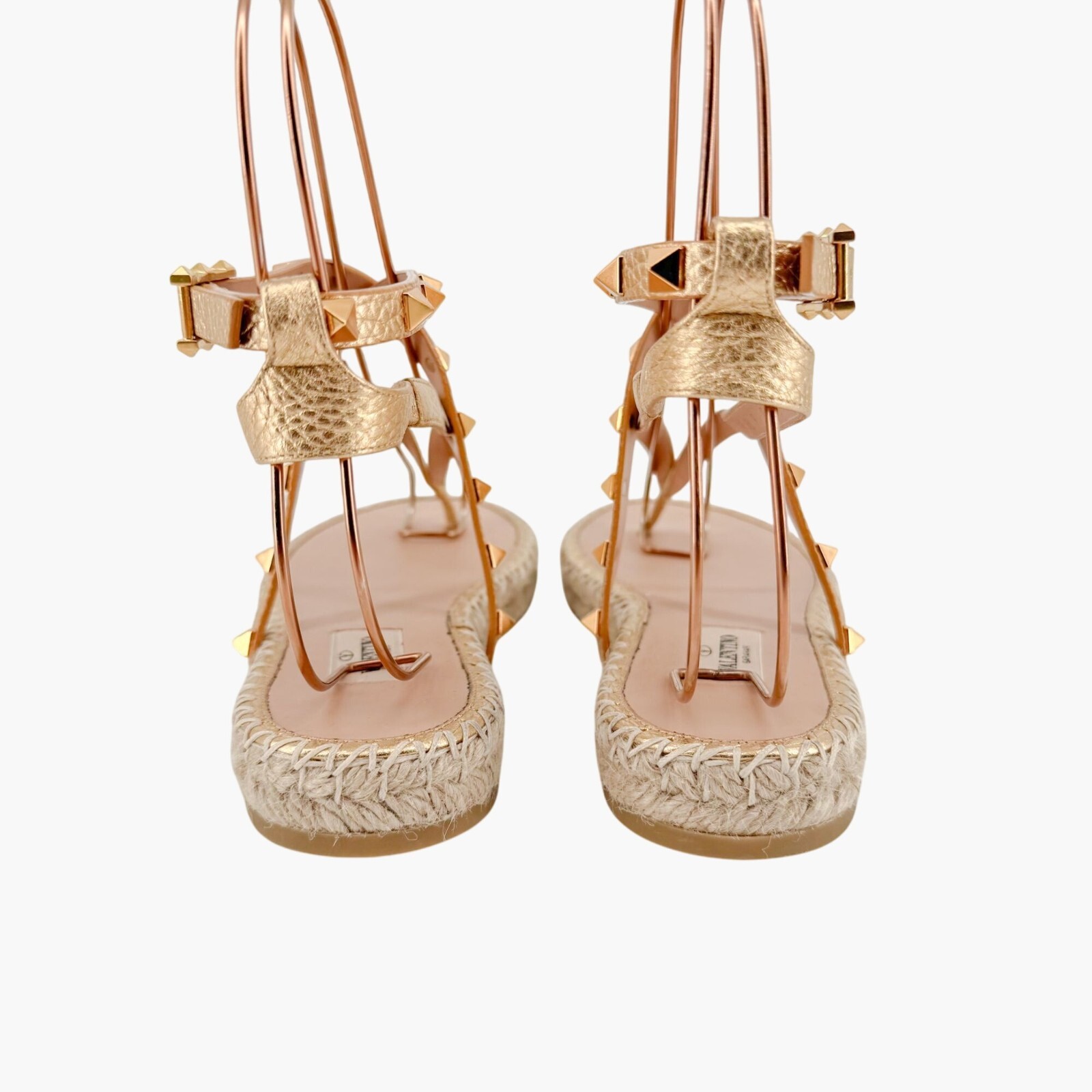 Valentino Garavani Rockstud Espadrille Thong Sandals Size 38 US 8 Gold Flat thumbnail 7