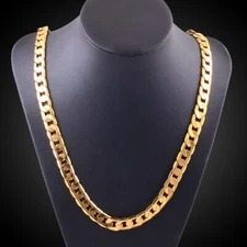 18K Gold Plated Necklaces 925 Stamp Silver Color Classic 8MM Sideways Chain