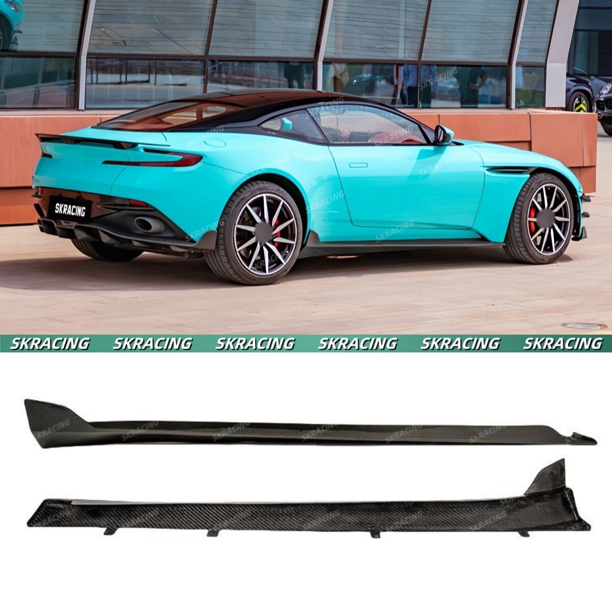 For Aston Martin DB11 2017-2023 Carbon Fiber Side Skirts Extension
