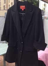 Ladies Smart Black Blazer Vintage Style, Miss Posh, 12 Capped Sleeves Boyfriend