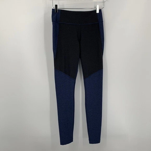 Outdoor Voices navy blue black colorblock leggings ankle heathered women Medium