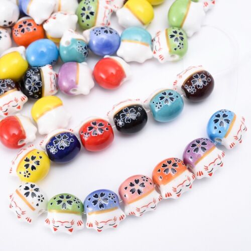 Making Bracelet Lucky Cat Beads Keychain Accessory Loose Beads Ceramic Beads - Picture 1 of 18