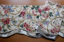 Vintage Waverly Floral & Scroll Dual Tier Gold, Red, Blue Valances 76" x 16 (2)