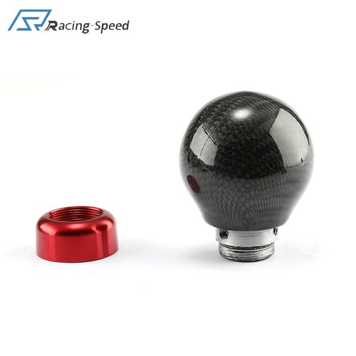 Real Carbon Fiber Round Ball Shape Car Gear Shift Knob Shifter Lever Universal - Picture 6 of 8